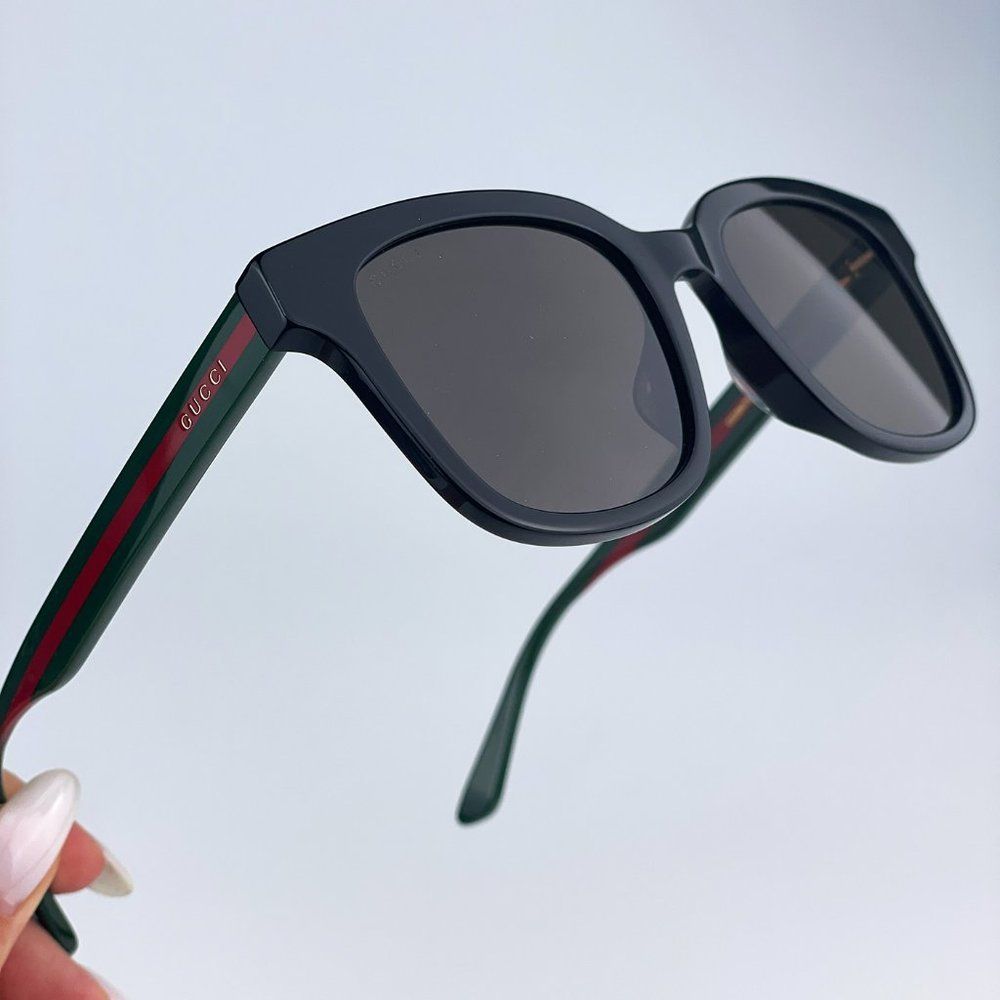 Gucci GG0847SK 001 Sunglasses Black Green Grey Square Unisex - Picture 7 of 13